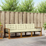 vidaXL Buiten bank set met kussen 3 pcs Natuurlijk en Crème