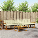 vidaXL Buiten bank set met kussen 5 pcs Natuurlijk en Crème