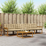 vidaXL Buiten bank set met kussen 5 pcs Natuurlijk en Crème