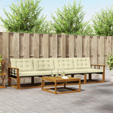 vidaXL Buiten bank set met kussen 5 pcs Natuurlijk en Crème