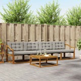 vidaXL Buiten bank set met kussen 5 pcs Natuurlijk en Crème