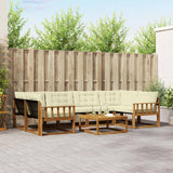 vidaXL Buiten bank set met kussen 7 pcs Natuurlijk en Crème