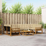 vidaXL Buiten bank set met kussen 7 pcs Natuurlijk en Crème
