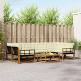 vidaXL Buiten bank set met kussen 7 pcs Natuurlijk en Crème