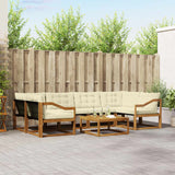 vidaXL Buiten bank set met kussen 7 pcs Natuurlijk en Crème
