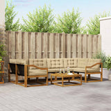 vidaXL Buiten bank set met kussen 7 pcs Natuurlijk en Crème