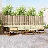 vidaXL Buiten bank set met kussen 8 pcs Natuurlijk en Crème
