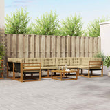 vidaXL Buiten bank set met kussen 8 pcs Natuurlijk en Crème