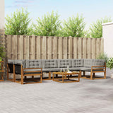 vidaXL Buiten bank set met kussen 8 pcs Natuurlijk en Crème