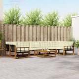 vidaXL Buiten bank set met kussen 8 pcs Natuurlijk en Crème