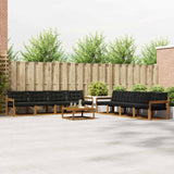 vidaXL Buiten bank set met kussen 9 pcs Natuurlijk en Crème