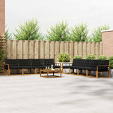 vidaXL Buiten bank set met kussen 9 pcs Natuurlijk en Crème