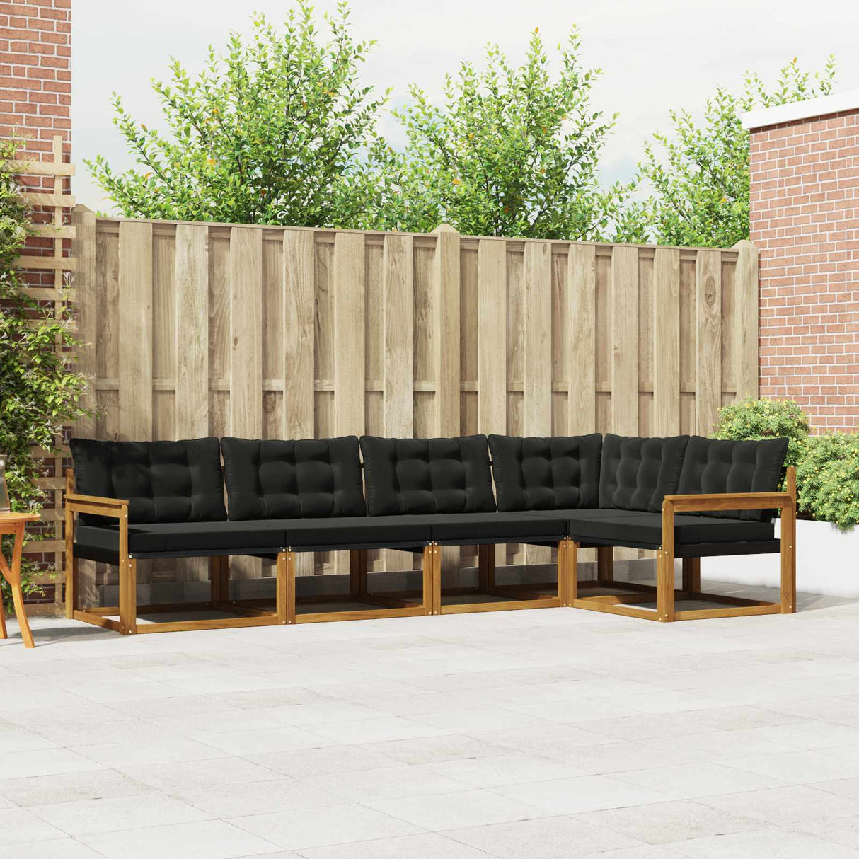 vidaXL Buiten bank set met kussen 5 pcs Natuurlijk en Crème