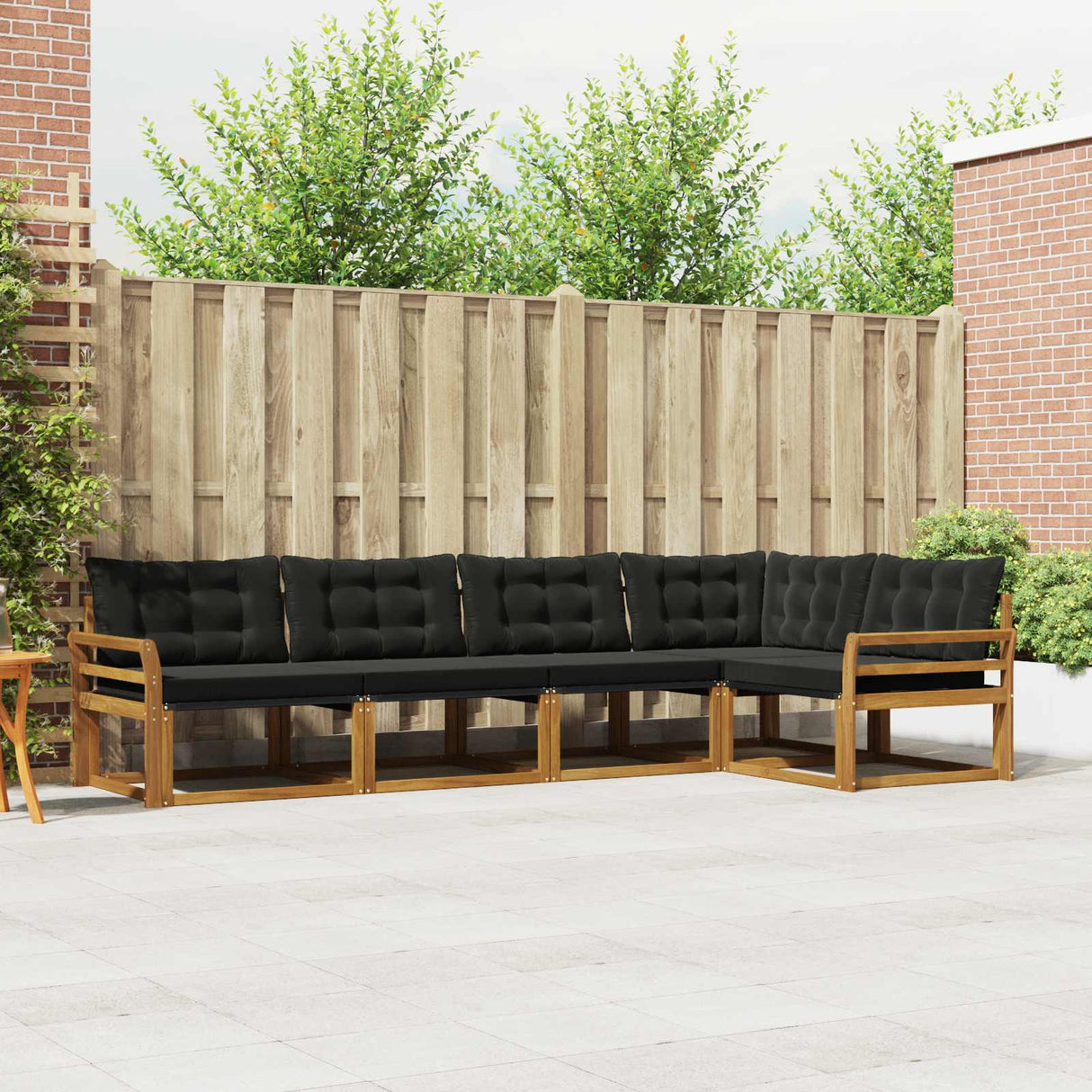 vidaXL Buiten bank set met kussen 5 pcs Natuurlijk en Crème