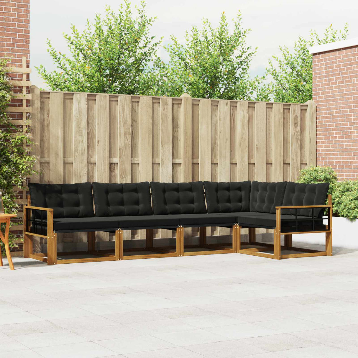 vidaXL Buiten bank set met kussen 5 pcs Natuurlijk en Crème