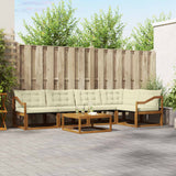 vidaXL Buiten bank set met kussen 6 pcs Natuurlijk en Crème