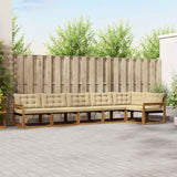 vidaXL Buiten bank set met kussen 6 pcs Natuurlijk en Crème