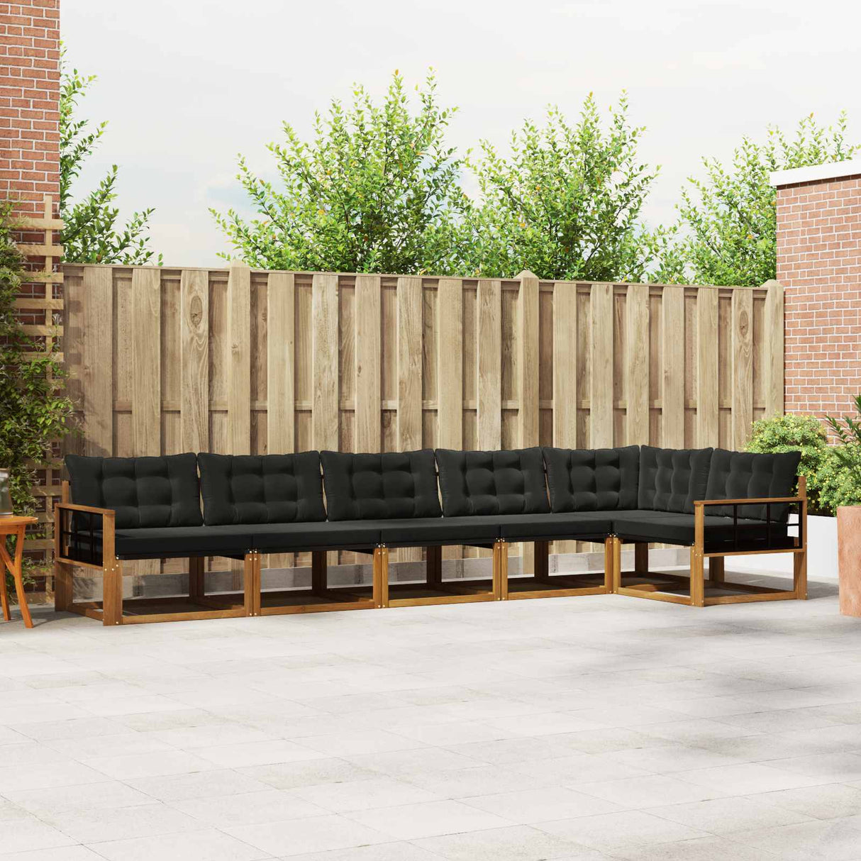 vidaXL Buiten bank set met kussen 6 pcs Natuurlijk en Crème
