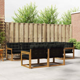 vidaXL Buiten bank set met kussen 7 pcs Natuurlijk en Crème