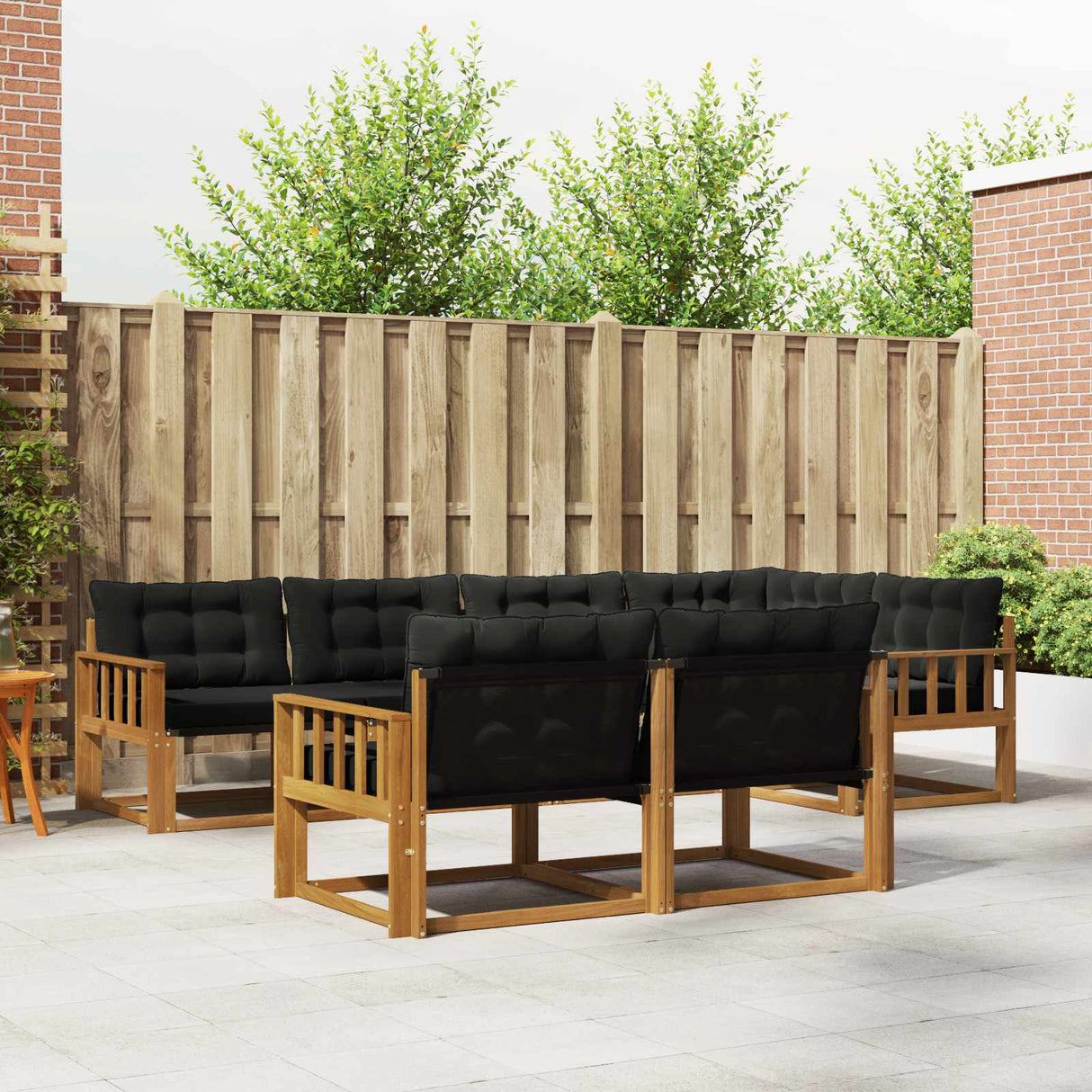 vidaXL Buiten bank set met kussen 7 pcs Natuurlijk en Crème