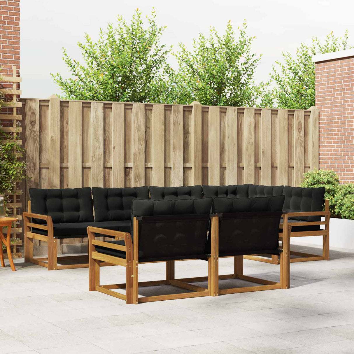 vidaXL Buiten bank set met kussen 7 pcs Natuurlijk en Crème