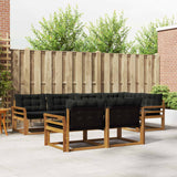 vidaXL Buiten bank set met kussen 7 pcs Natuurlijk en Crème