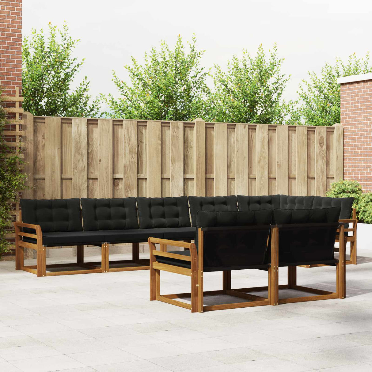vidaXL Buiten bank set met kussen 8 pcs Natuurlijk en Crème