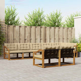 vidaXL Buiten bank set met kussen 8 pcs Natuurlijk en Crème