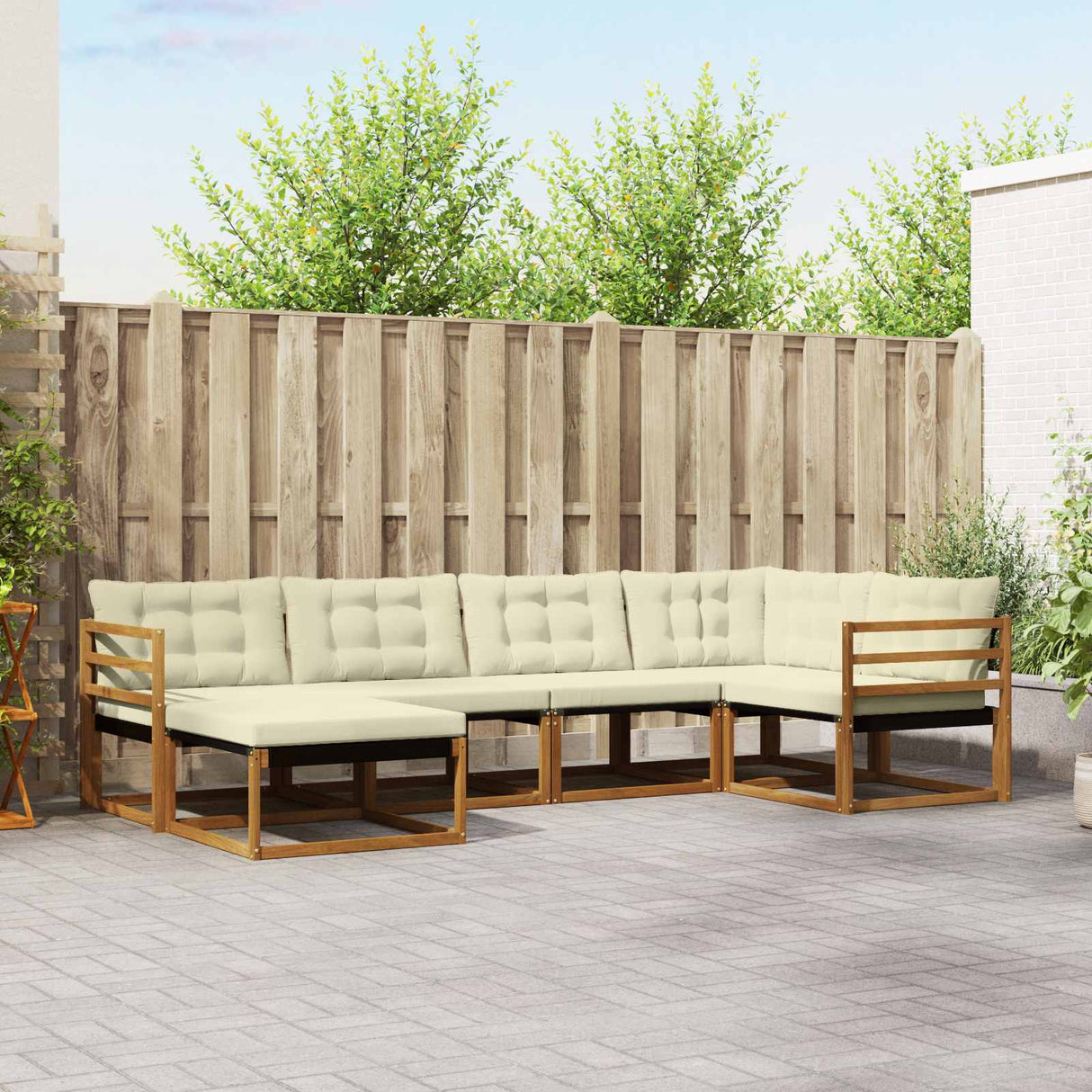 vidaXL Outdoor Sofa Set 18 pcs Natural and Cream Solid Acacia Wood