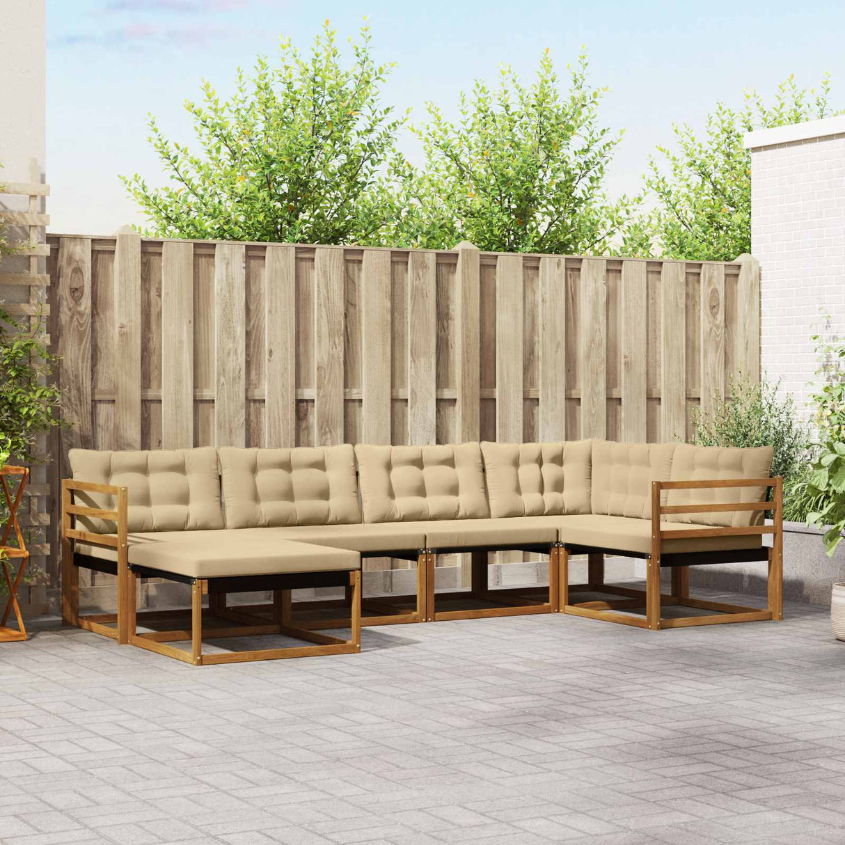 vidaXL Outdoor Sofa Set 18 pcs Natural and Cream Solid Acacia Wood