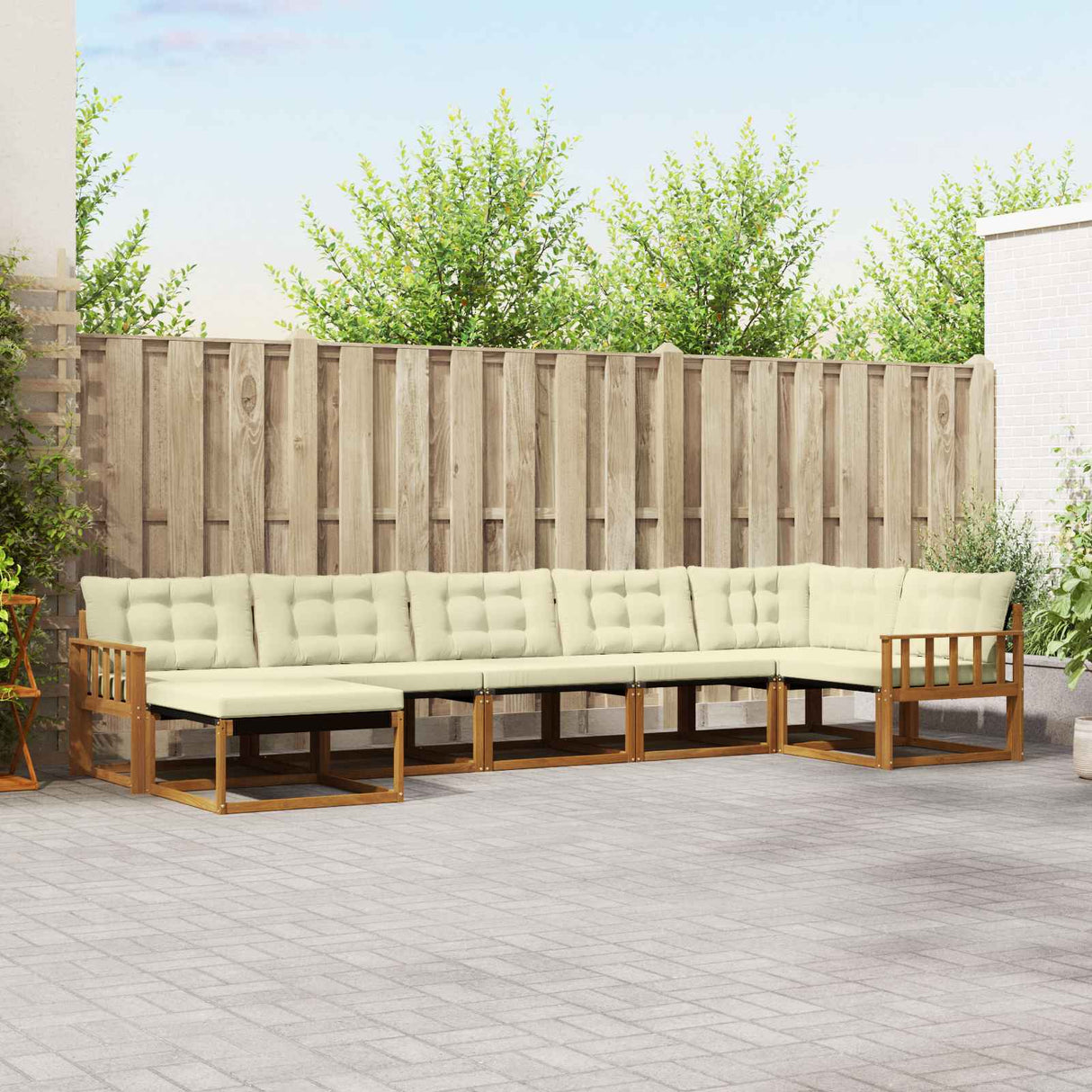 vidaXL Outdoor Sofa Set 21 pcs Natural and Cream Solid Acacia Wood