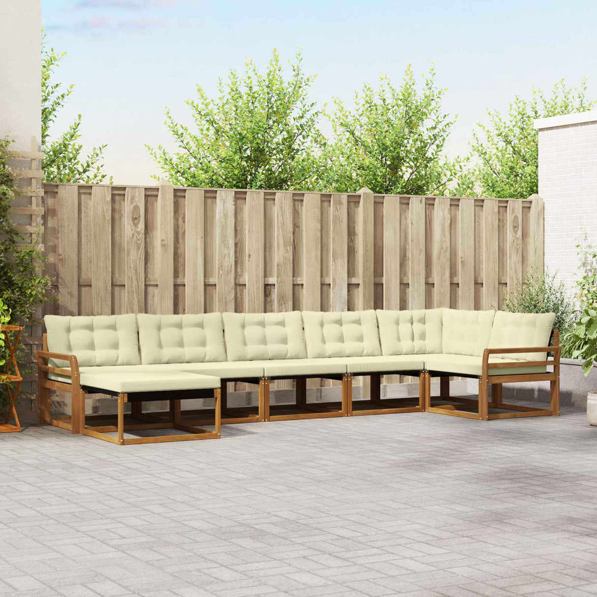vidaXL Outdoor Sofa Set 21 pcs Natural and Cream Solid Acacia Wood