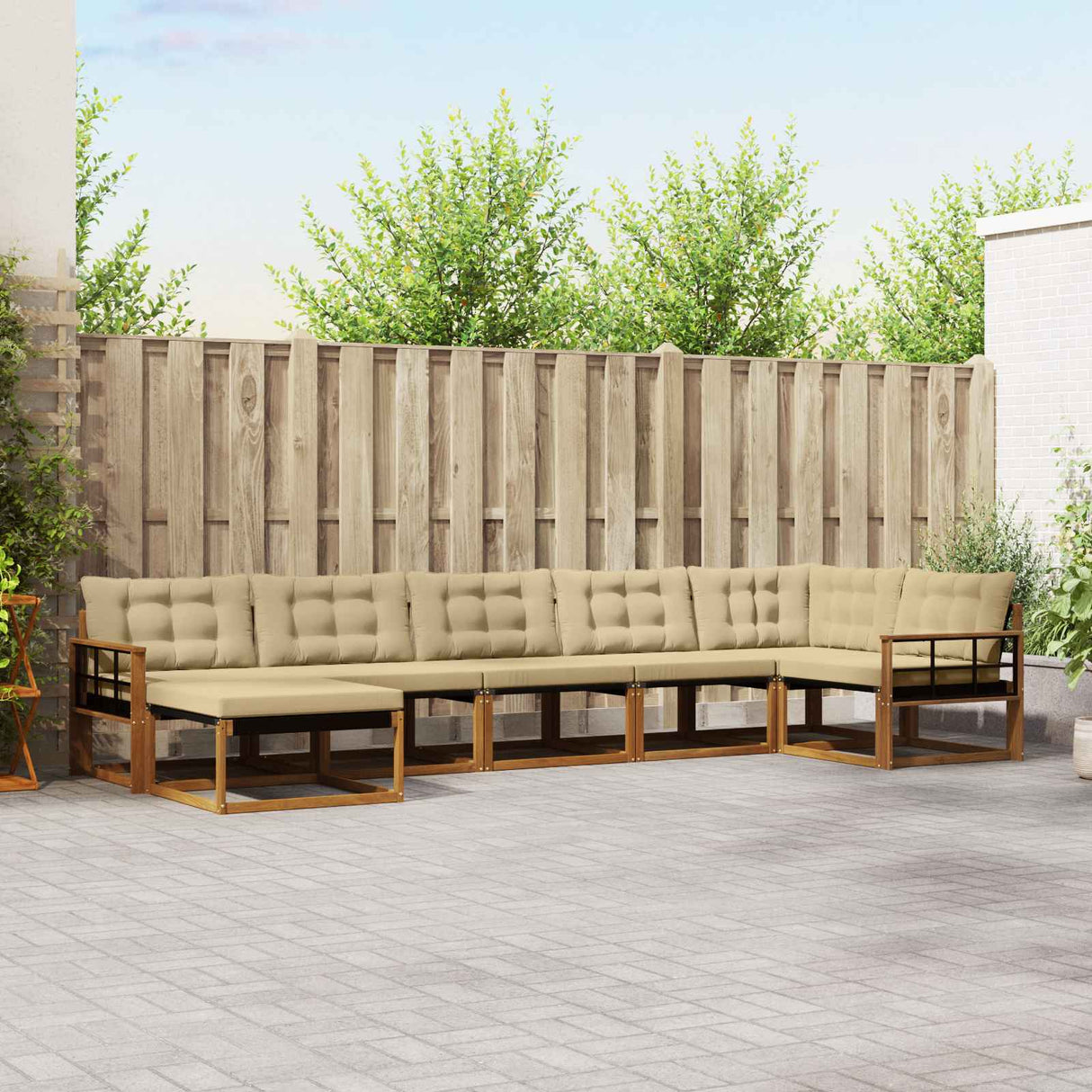 vidaXL Outdoor Sofa Set 21 pcs Natural and Cream Solid Acacia Wood
