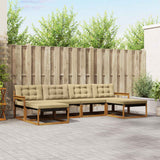 vidaXL Outdoor Sofa Set with Cushions 6 pcs Natural and Cream