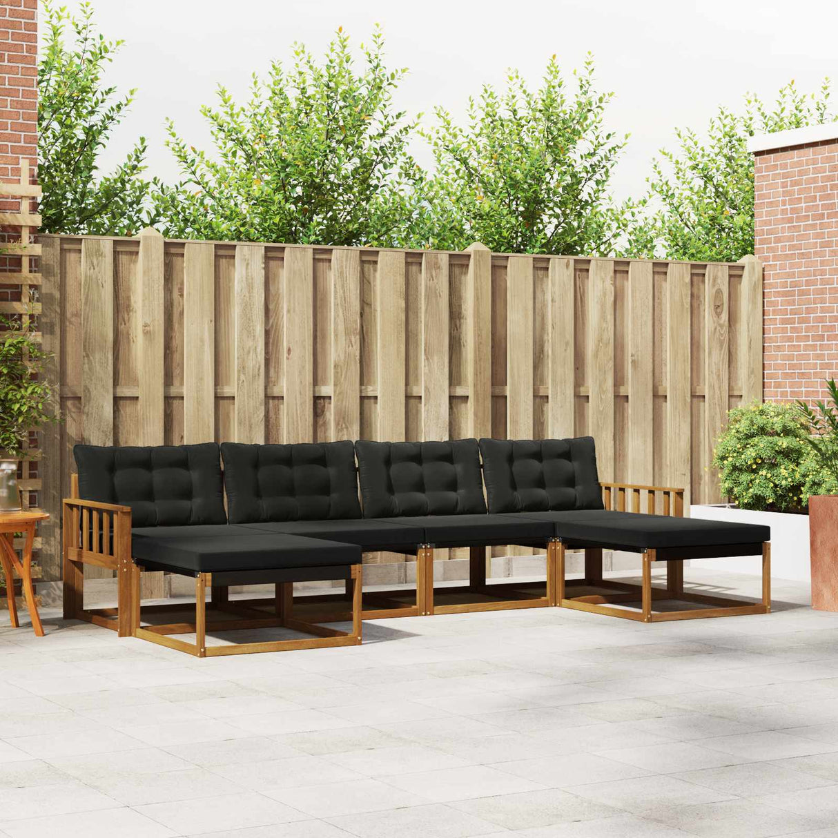 vidaXL Outdoor Sofa Set with Cushions 6 pcs Natural and Cream