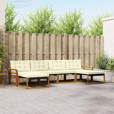 vidaXL Outdoor Sofa Set with Cushions 6 pcs Natural and Cream