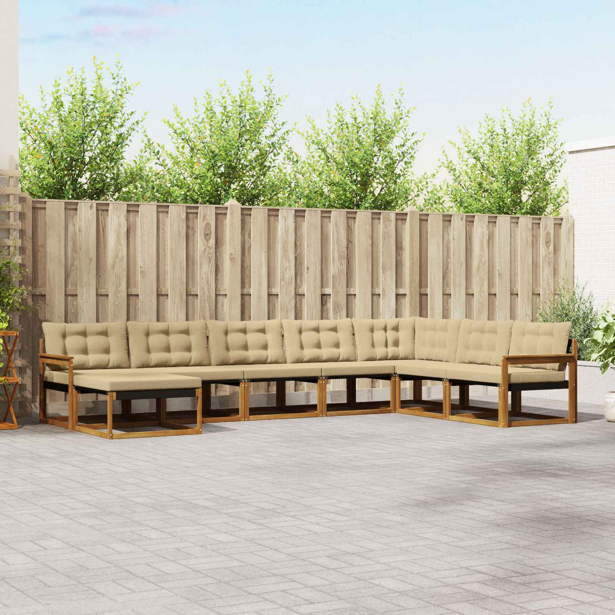 vidaXL Outdoor Sofa Set 24 pcs Natural and Cream Solid Acacia Wood