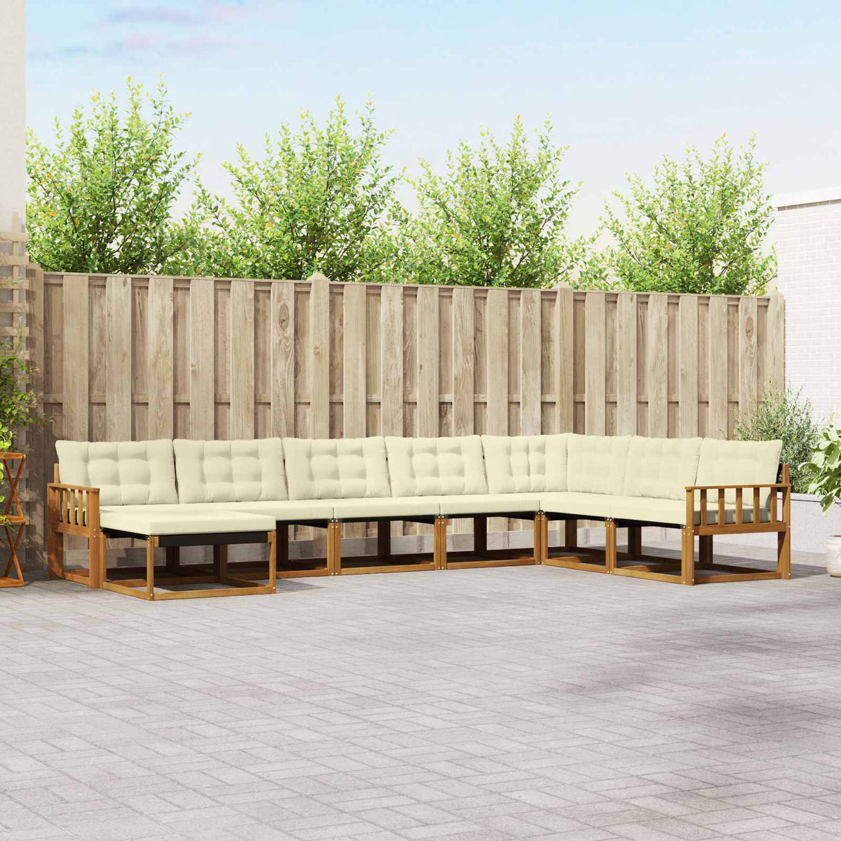 vidaXL Outdoor Sofa Set 24 pcs Natural and Cream Solid Acacia Wood