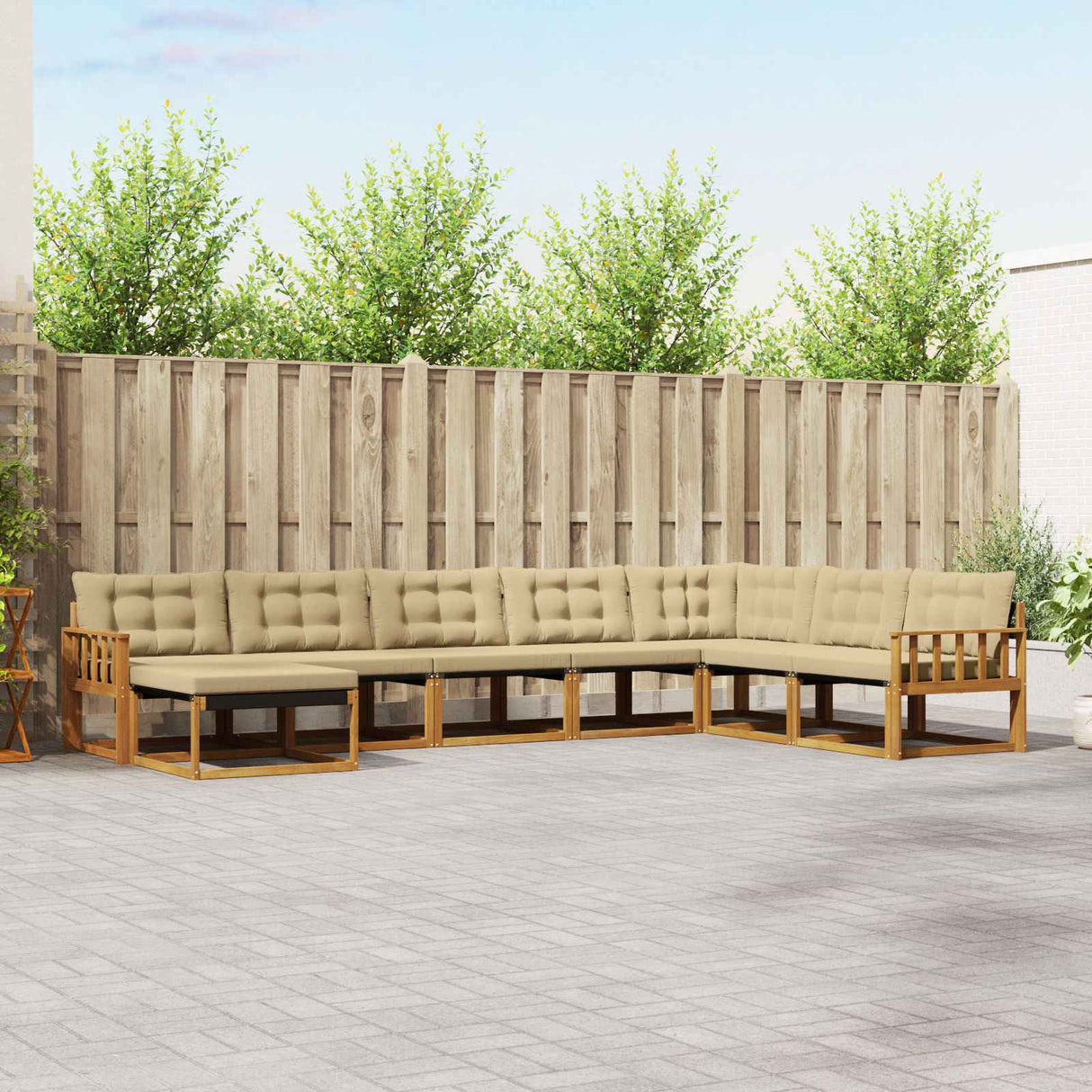 vidaXL Outdoor Sofa Set 24 pcs Natural and Cream Solid Acacia Wood