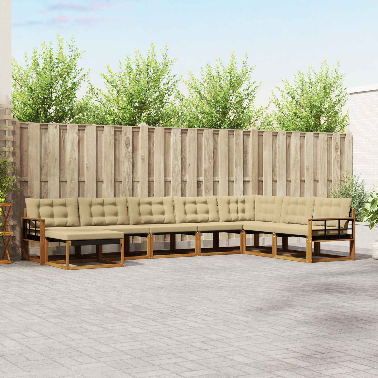 vidaXL Outdoor Sofa Set 24 pcs Natural and Cream Solid Acacia Wood