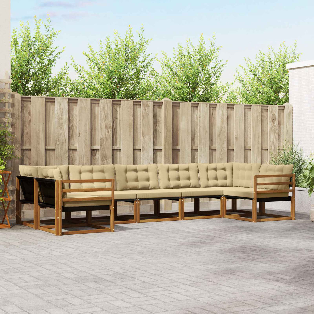 vidaXL Ensemble de banque de construction avec ustensiles 7 pcs Naturel et Crème