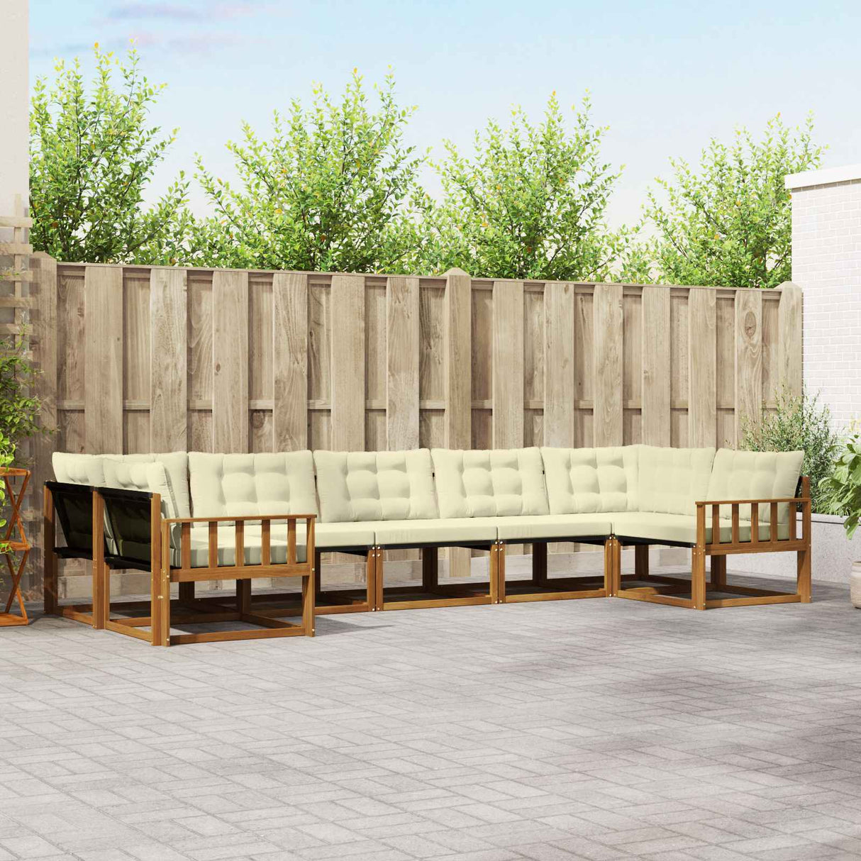 vidaXL Ensemble de banque de construction avec ustensiles 7 pcs Naturel et Crème