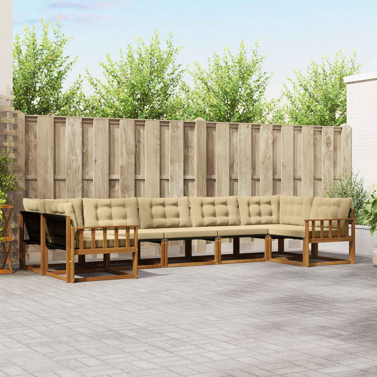 vidaXL Ensemble de banque de construction avec ustensiles 7 pcs Naturel et Crème