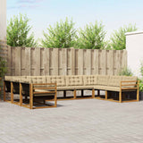 vidaXL Buiten bank set met kussen 9 pcs Natuurlijk en Crème