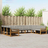 vidaXL Buiten bank set met kussen 9 pcs Natuurlijk en Crème