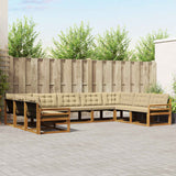 vidaXL Buiten bank set met kussen 9 pcs Natuurlijk en Crème