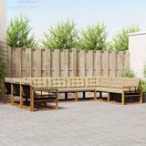vidaXL Buiten bank set met kussen 9 pcs Natuurlijk en Crème