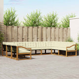 vidaXL Buiten bank set met kussen 9 pcs Natuurlijk en Crème