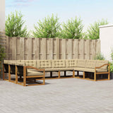 vidaXL Buiten bank set met kussen 9 pcs Natuurlijk en Crème