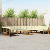 vidaXL Outdoor Sofa Set with Cushions 11 pcs Natural and Cream